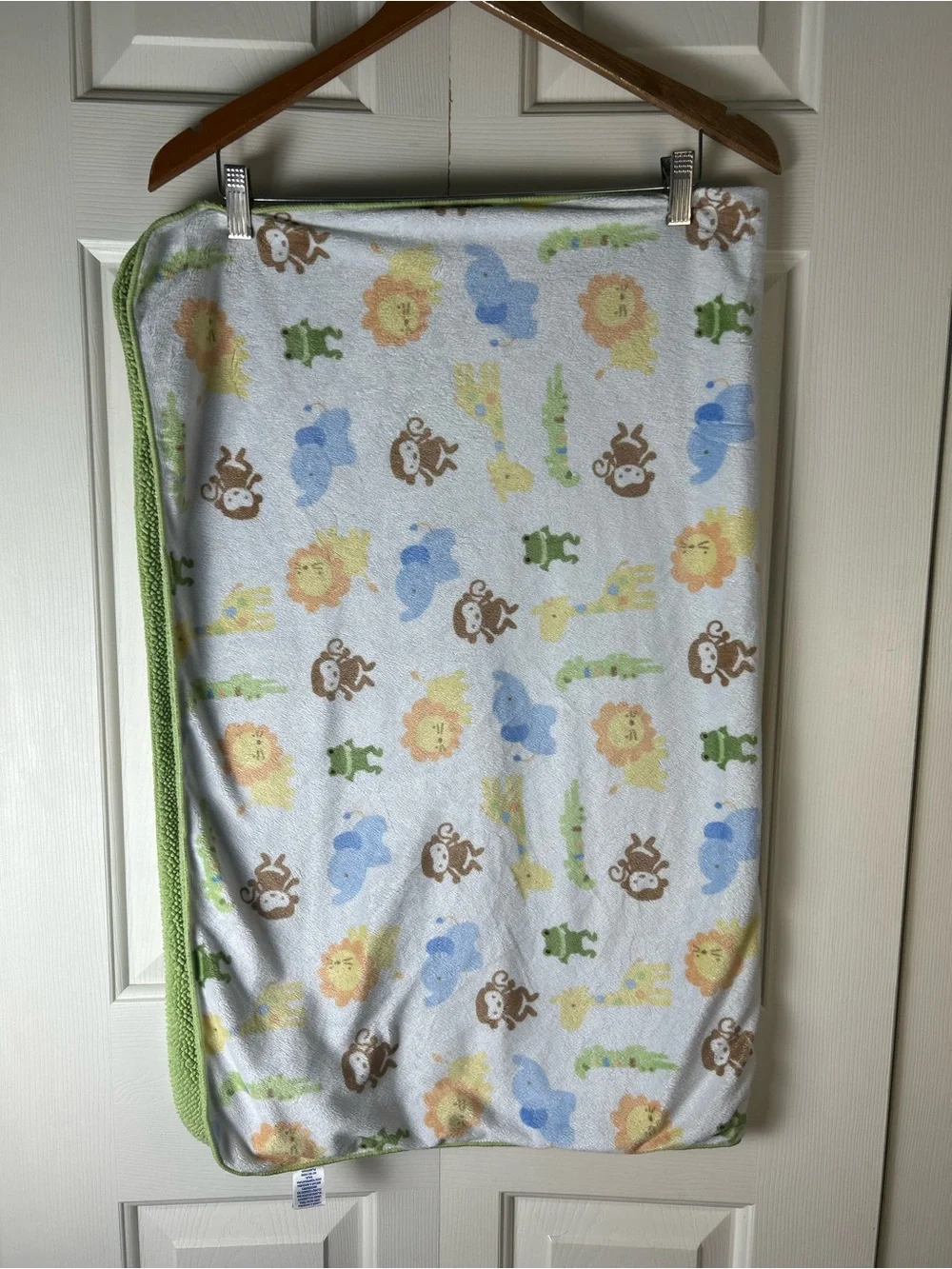 Child of Mine by Carter's Green Animals Baby Blanket Lion Elephant Monkey Frog